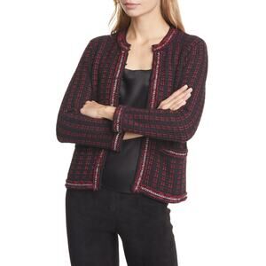 Alice + Olivia Georgia Embellished Sweater Jacket Blazer Red Chains SZ M